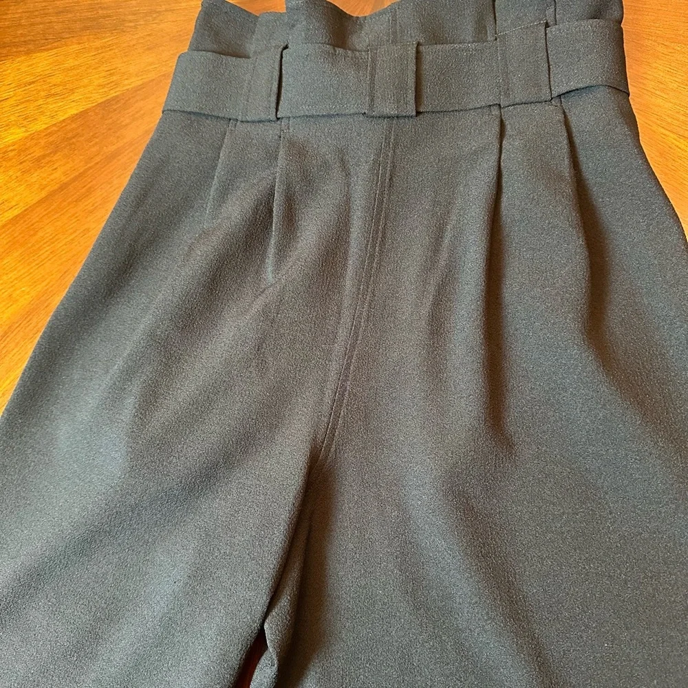 GANNI High-Waisted Wide-Leg Pants Paperbag Waist Black - Picture 13 of 13